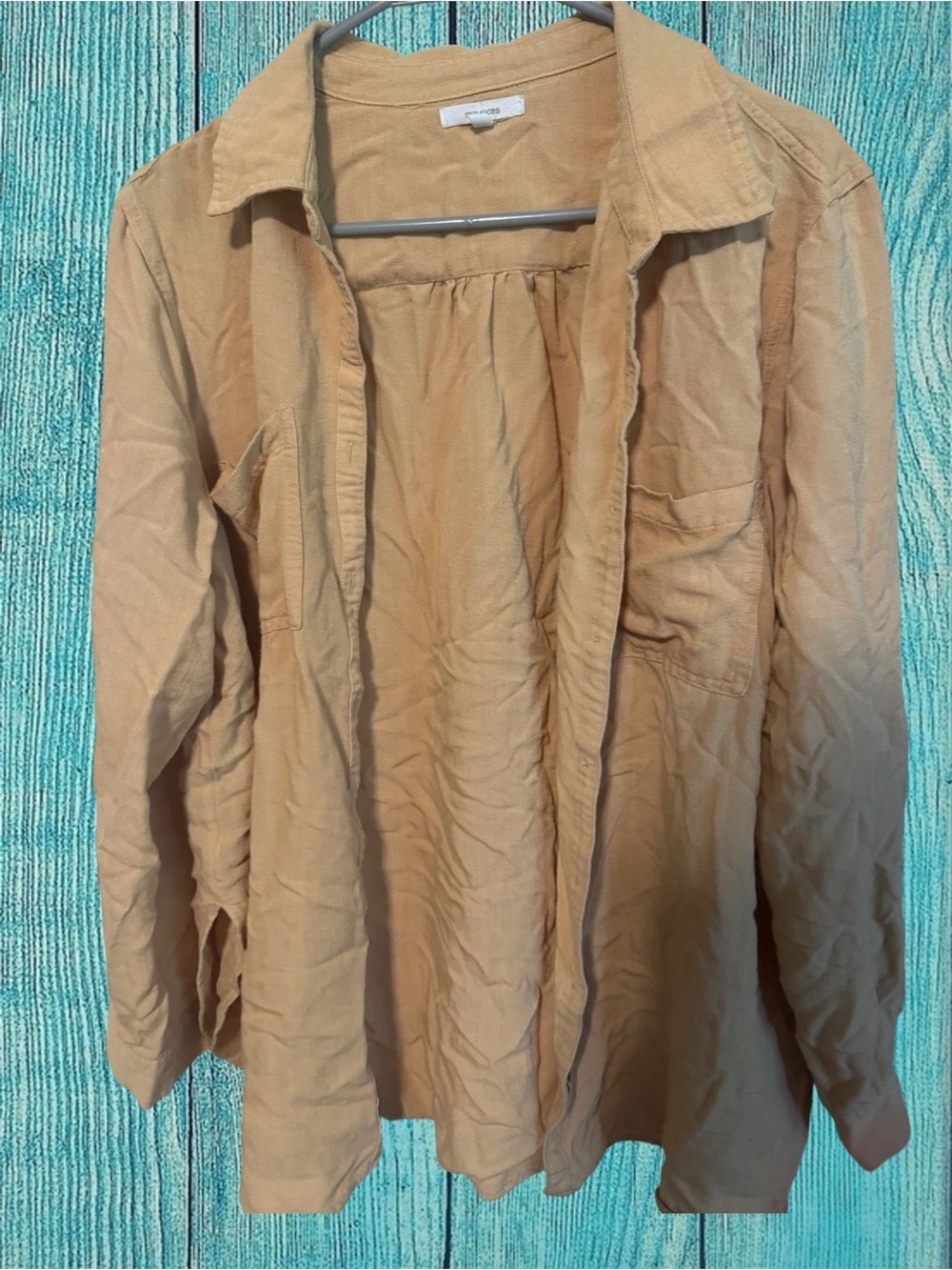 Maurices Camel Open-Front Shirt Jacket
